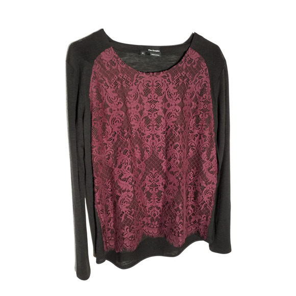 The Kooples Womens Wool Lace Blouse Black Red Long Sleeve Size M - Picture 1 of 6